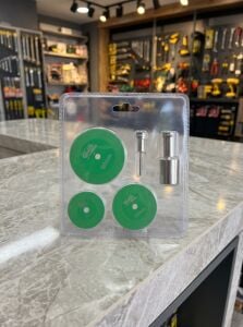 STELLA Line Yeşil Mini Hassas Kesici Seti – Dekton, Porselen ve Cam İçin 40/50/60 mm, 3 mm Kesici ve M14 Adaptörlü