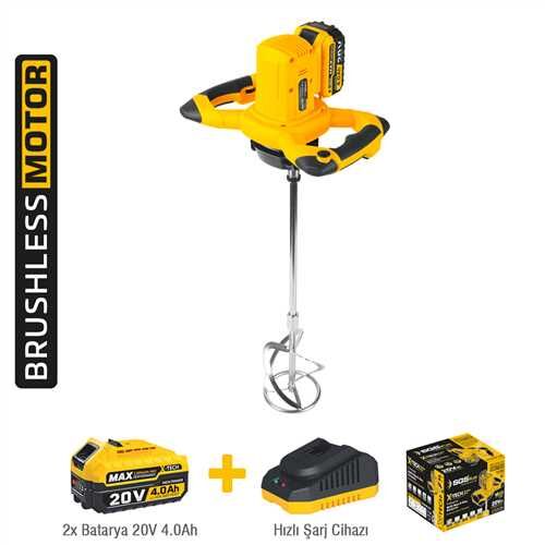 SGS Akülü Karıştırıcı Mixer 20 V 2x4.0 Ah Kömürsüz