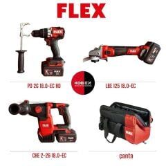 FLEX 3'lü Akülü Makine Seti Mandrenli Vidalama, Kırıcı Delici ve Taşlama