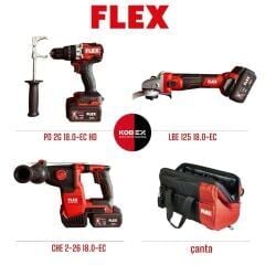 FLEX 3'lü Akülü Makine Seti Mandrenli Vidalama, Kırıcı Delici ve Taşlama