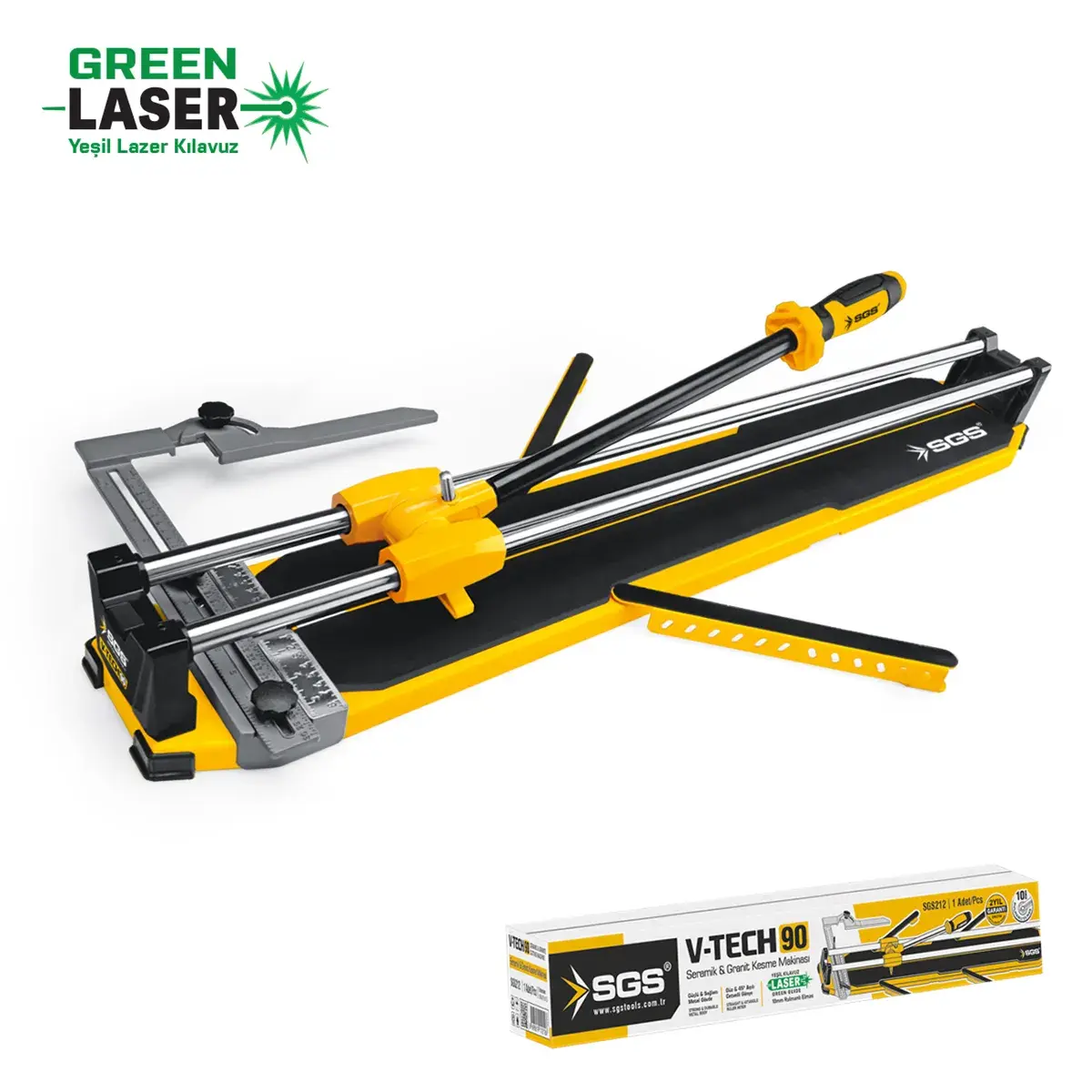 Sgs V-Tech 90 Cm Seramik Kesme Makinesi Yeşil Lazerli