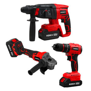 RODEX A.K 3'LÜ Makine Seti 20V 2x4.0Ah LI-ION D.matkap 45NM Kırıcı Delici 2.5J Avuç Taşlama 125MM BMC