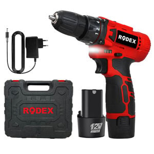 RODEX A. Matkap 10MM 0-350/0-1300RPM 28NM 2 X LI-ION 12V/1.5Ah 2 Vites BMC Aksesuarlı