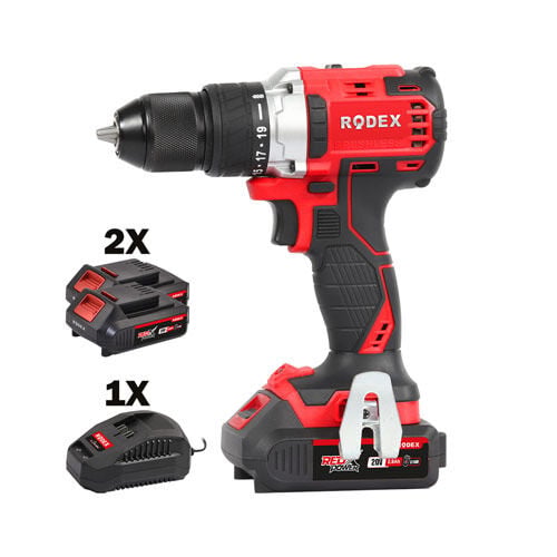 RODEX A.matkap 13MM Kömürsüz 50NM 2 Vites 20V 2X20V 2.0Ah Çantalı Aksesuarlı