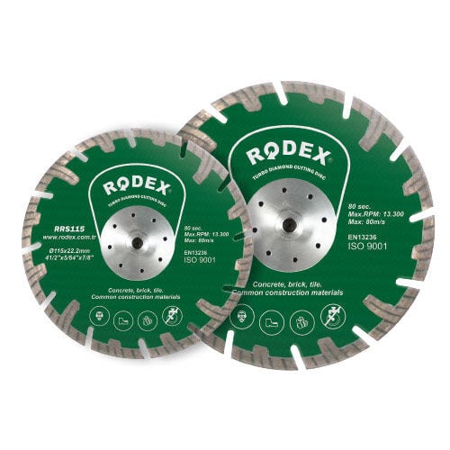 RODEX Turbo Elmas Kesme Diski 115MM Uzun Segmentli Tip Flanşlı (10/10/100)