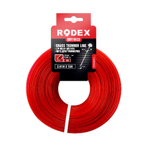 RODEX Tırpan Misinası Kırmızı Üçgen 3.3MMX15M Karton Askılı (12/120)