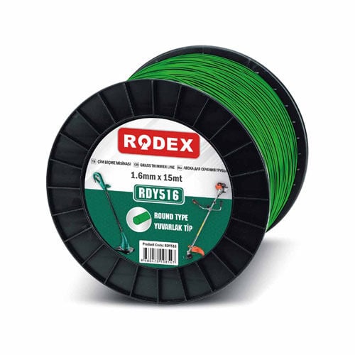 RODEX Tırpan Misinası Yeşil Yuvarlak 3.3MMX888M Bobin (1)